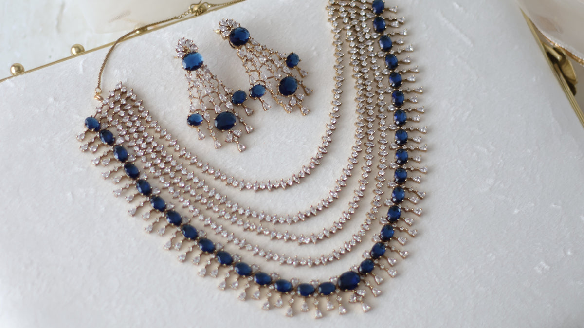 Jiya necklace set - Navy