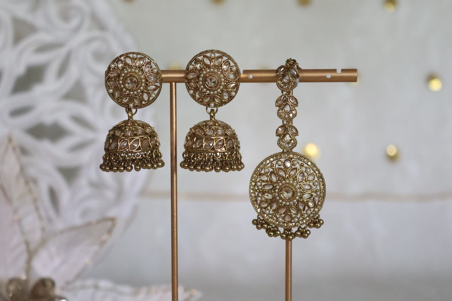 Sehaj earrings tikka set - Gold