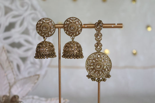 Sehaj earrings tikka set - Gold