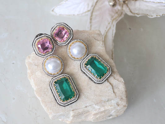 Celine earrings - Pink/Green