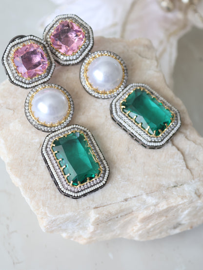 Celine earrings - Pink/Green
