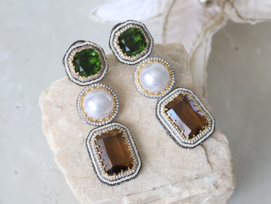 Celine earrings - Green/Brown