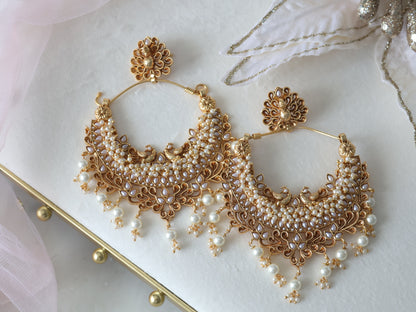 Ruhani chaandbali earrings - White