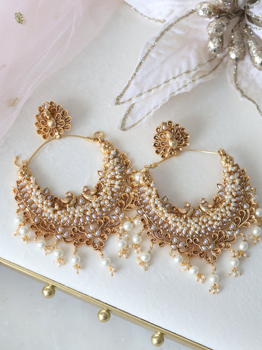 Ruhani chaandbali earrings - White