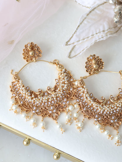 Ruhani chaandbali earrings - White