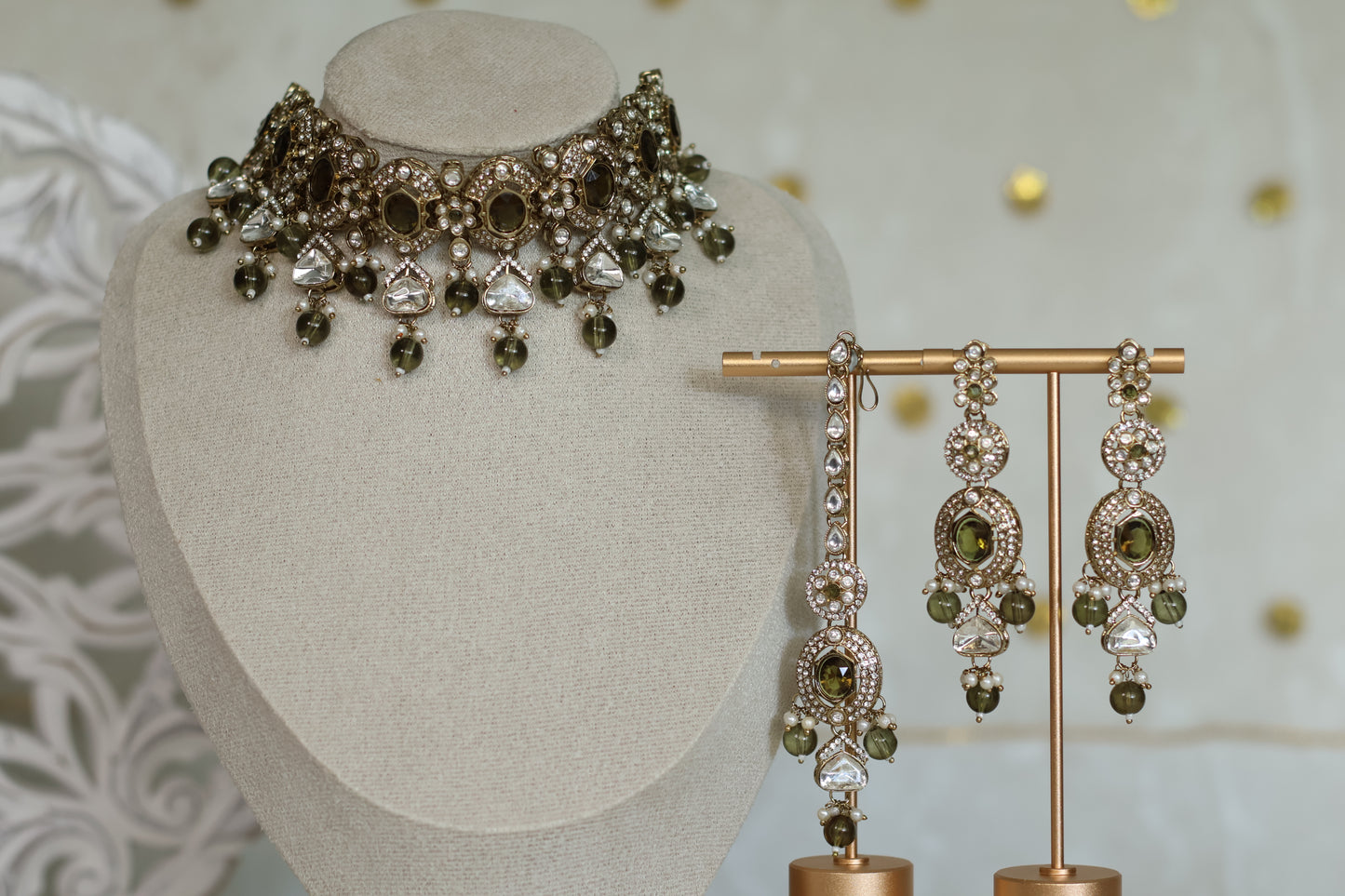 Heena necklace set - Dark Olive