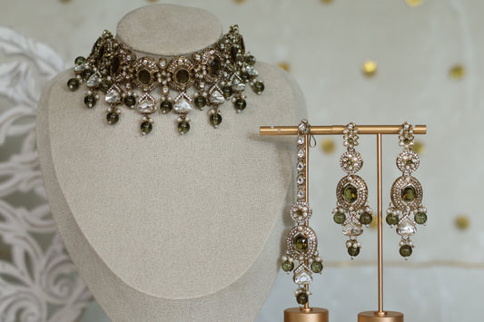 Heena necklace set - Dark Olive