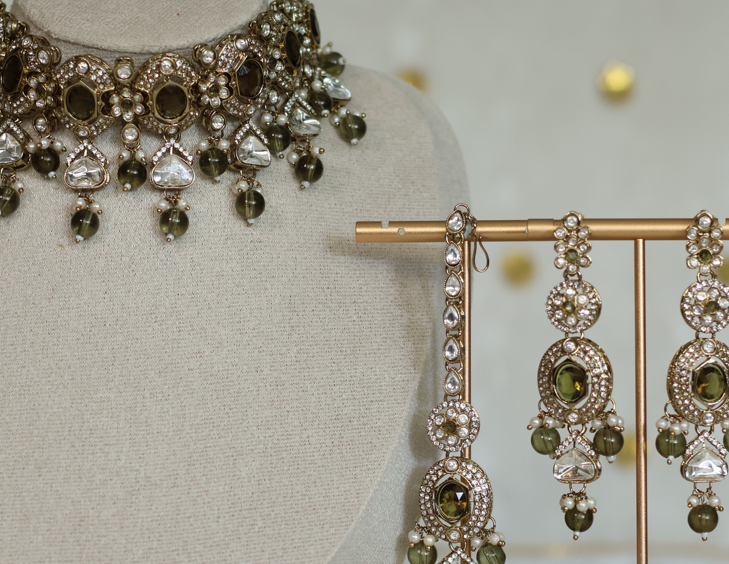 Heena necklace set - Dark Olive