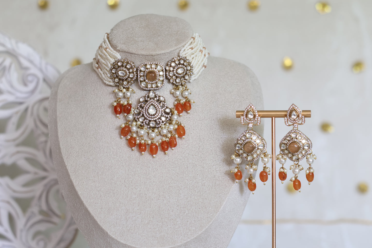Juhi necklace set - Peach