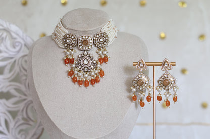 Juhi necklace set - Peach