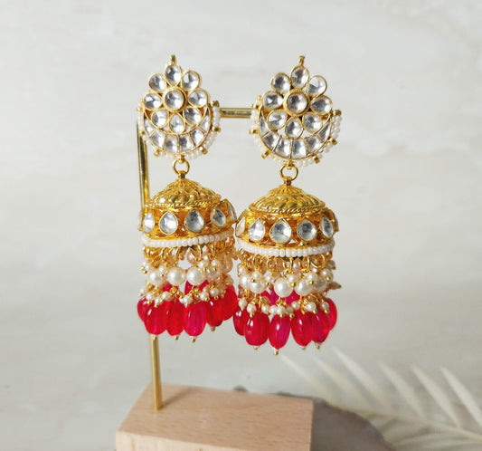 Mannat Earrings - Red