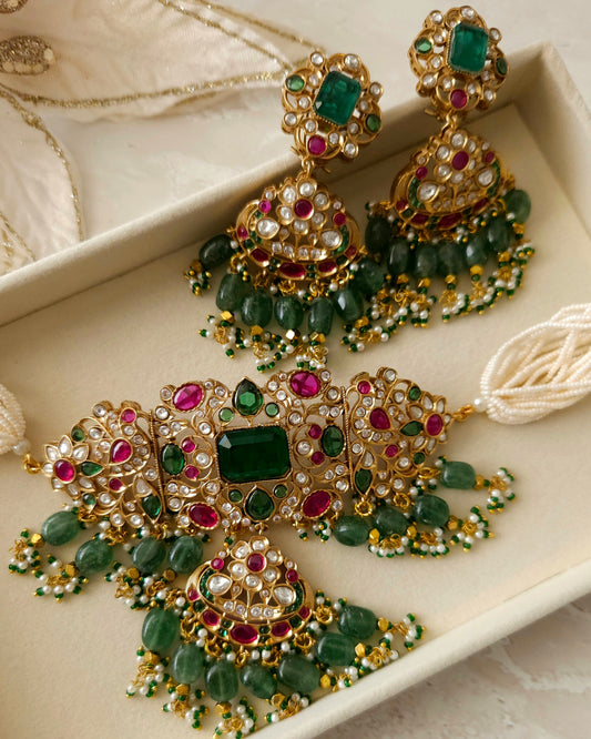 Radhika necklace set - Emerald