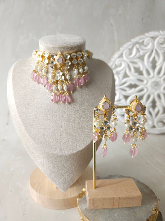 Suman necklace set - Light Pink