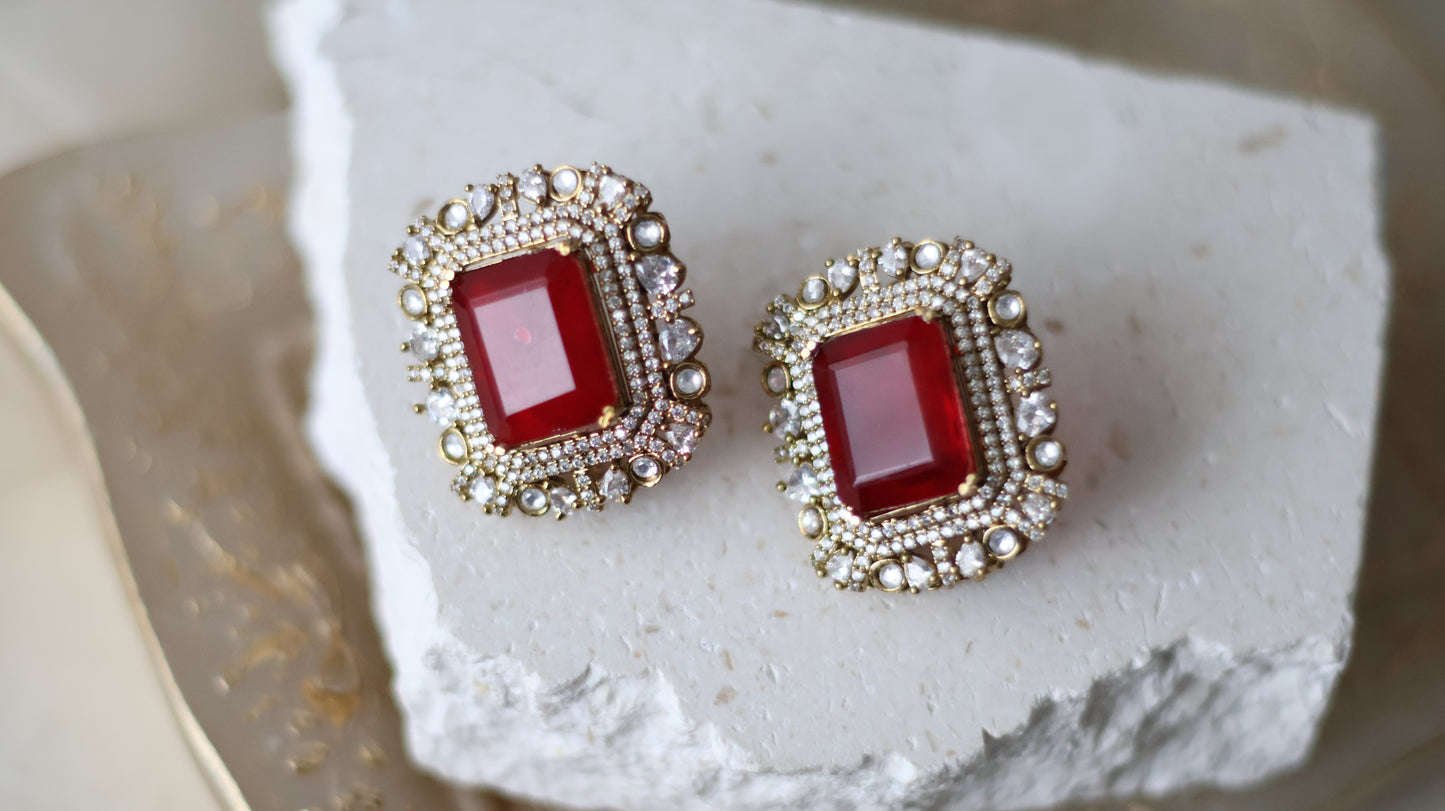 Sana studs - Ruby