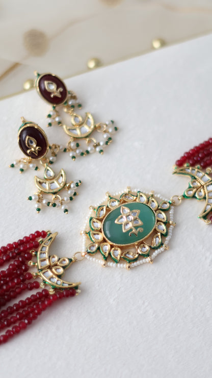 Nimrat necklace set - Ruby