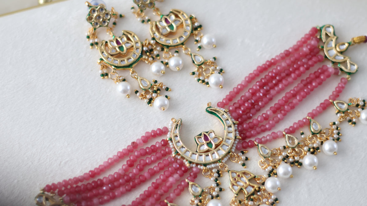 Jasleen necklace set - Pink