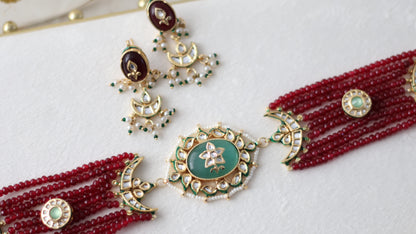 Nimrat necklace set - Ruby