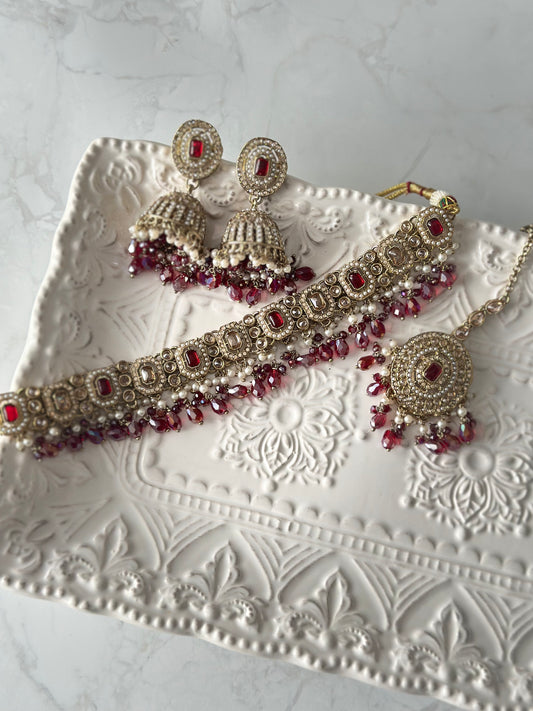 Sofia necklace set - Ruby
