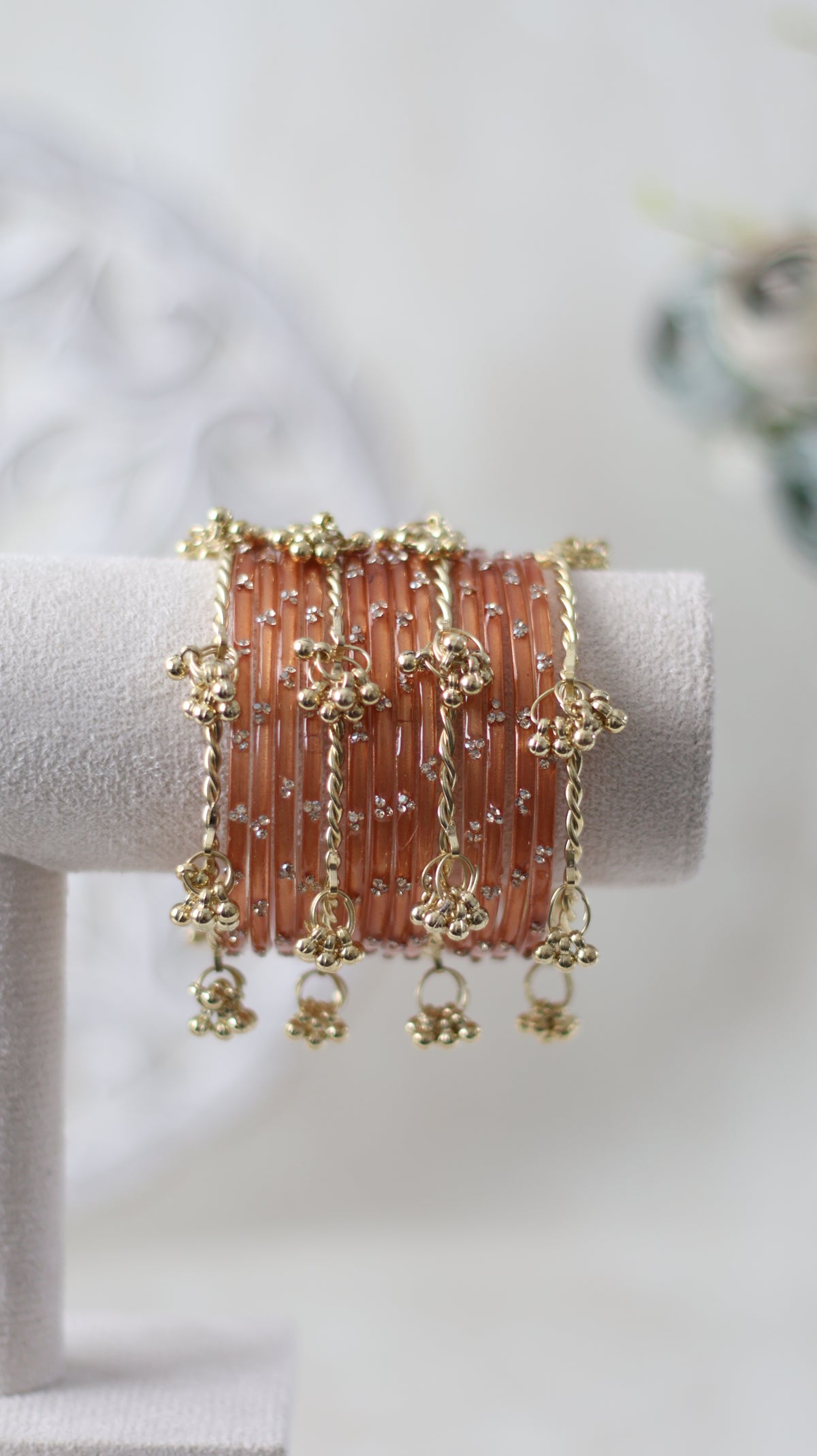 Rhinestone Kashmiri Bangles - Burnt Orange