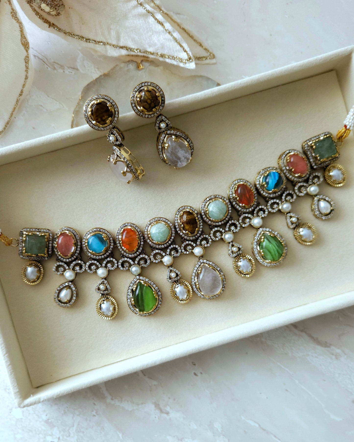 Noor necklace set - Chocolate