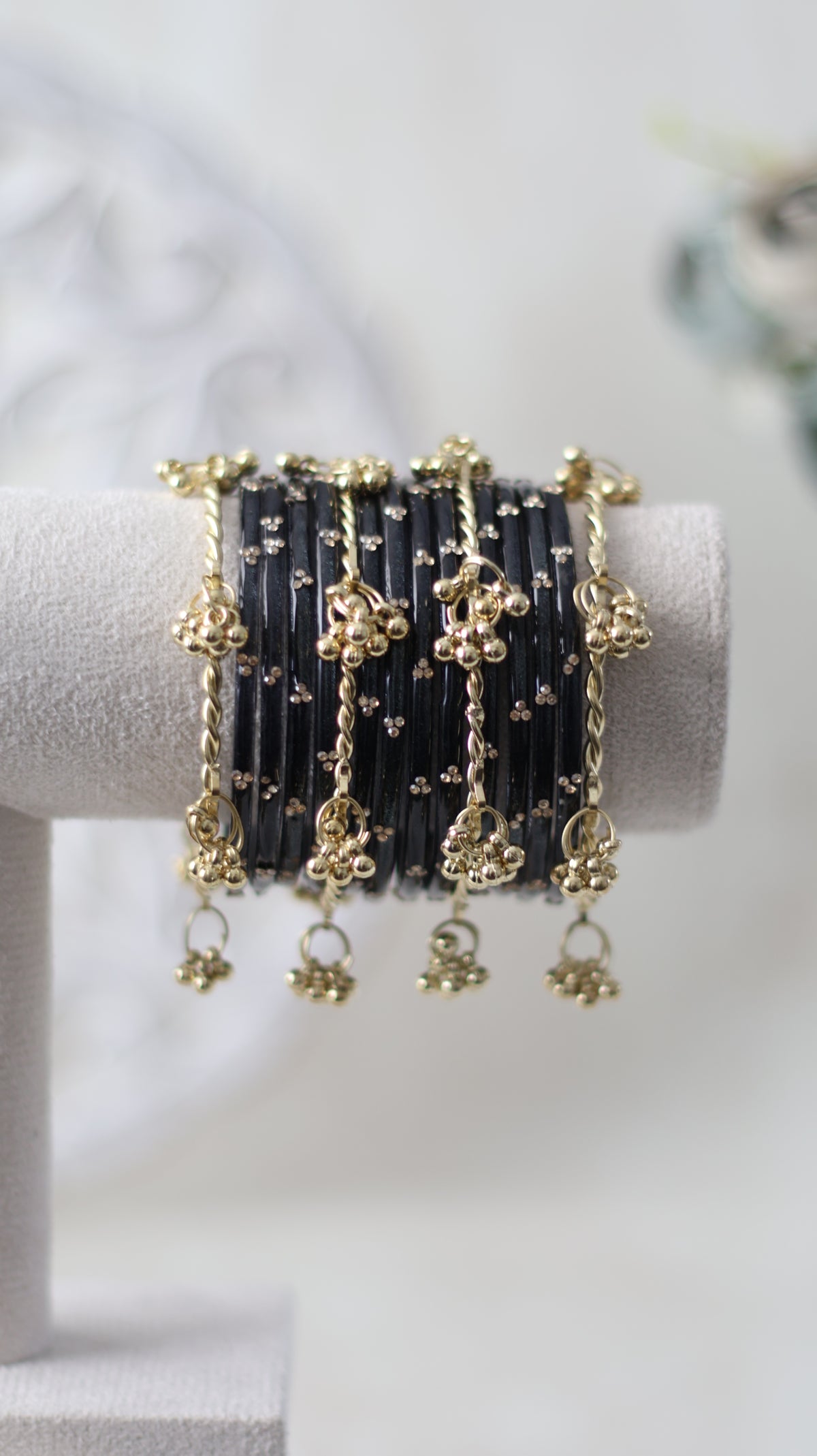 Rhinestone Kashmiri Bangles - Charcoal