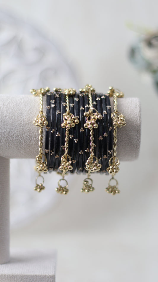 Rhinestone Kashmiri Bangles - Charcoal