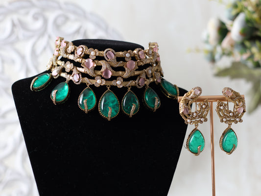 Wafa Necklace set - Green