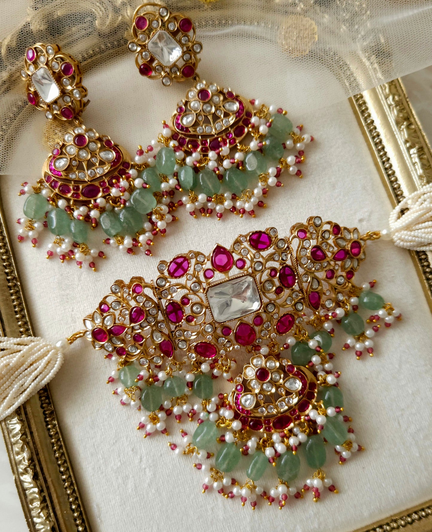 Radhika necklace set - Mint