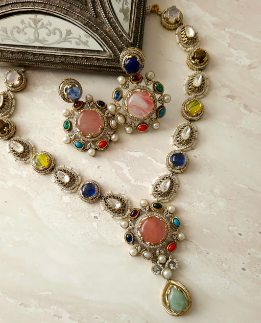 Noorika necklace set - Peach