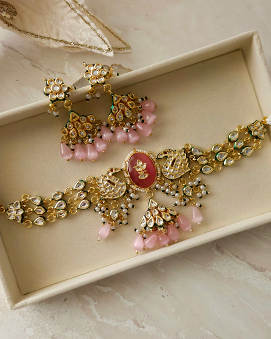 Avni necklace set - Pink