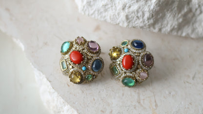 Amber studs - Coral