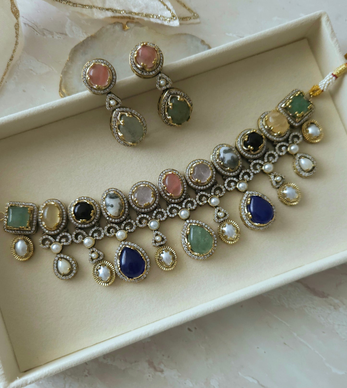 Noor necklace set - Blue