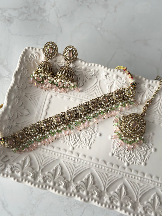 Sofia necklace set - Pink