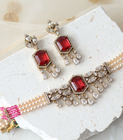 Zinni Necklace set - Ruby