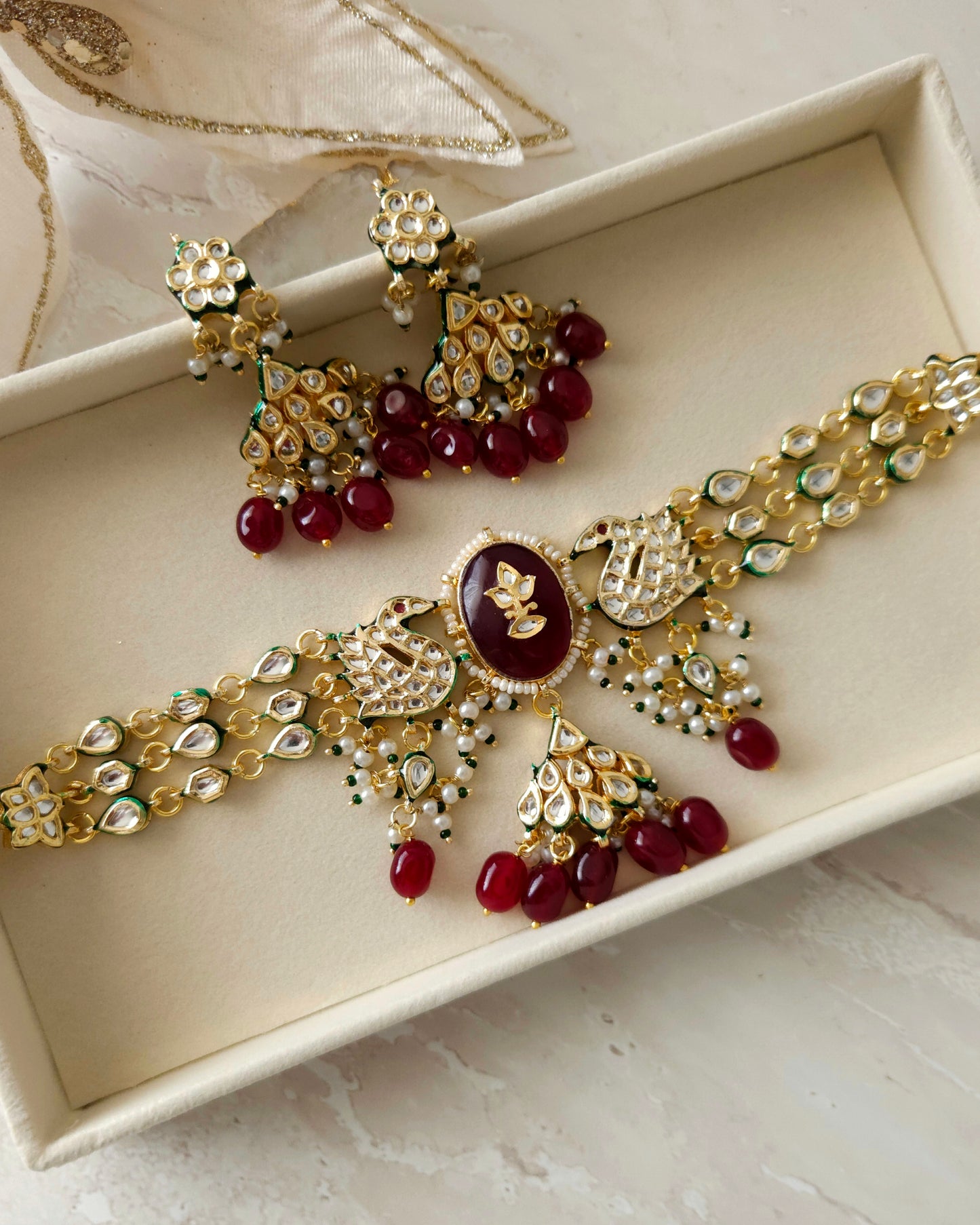 Avni necklace set - Maroon