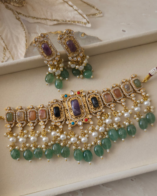 Mannat necklace set - Violet