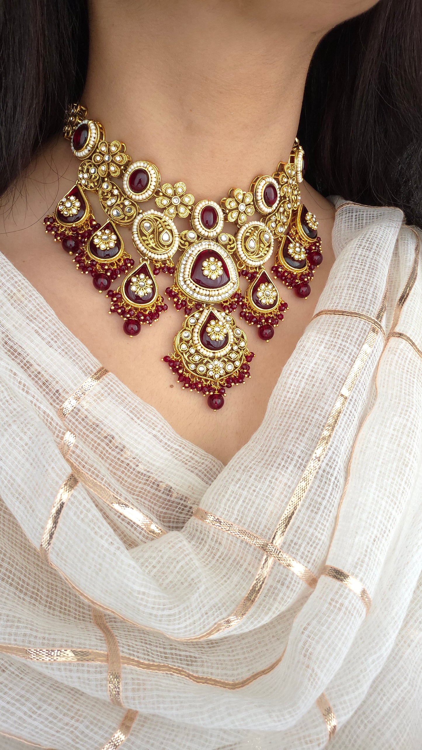 Jannat necklace set - Ruby