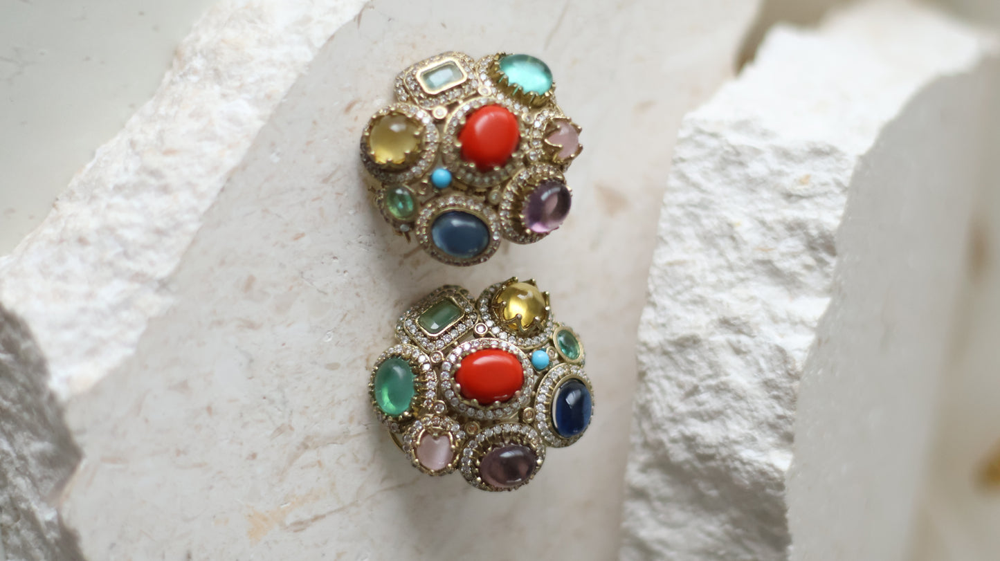 Amber studs - Coral