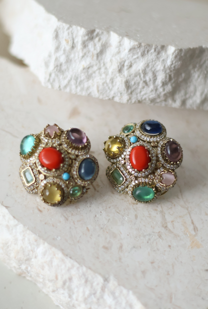 Amber studs - Coral