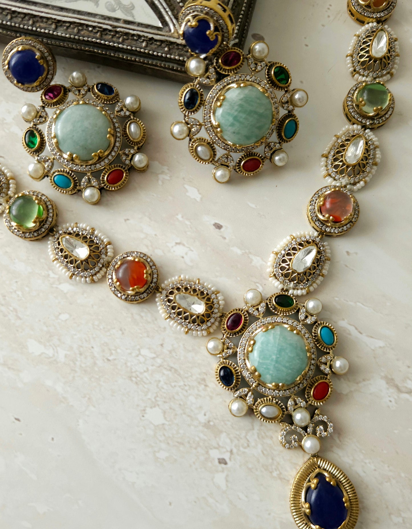 Noorika necklace set - Mint