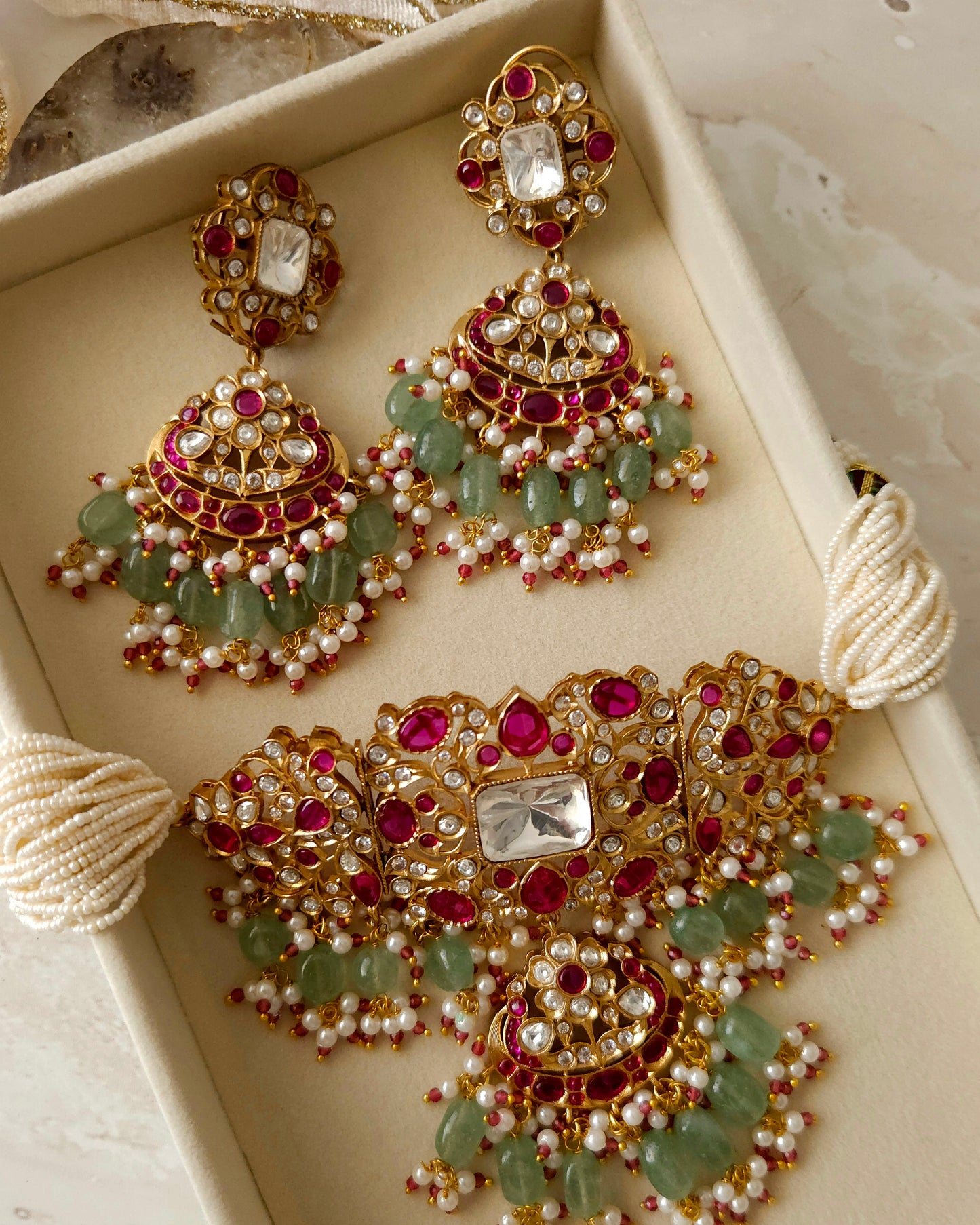 Radhika necklace set - Mint