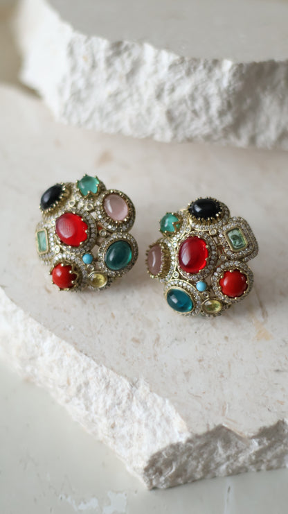 Amber studs - Red
