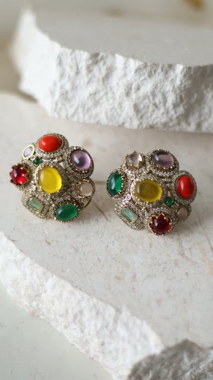 Amber studs - Yellow