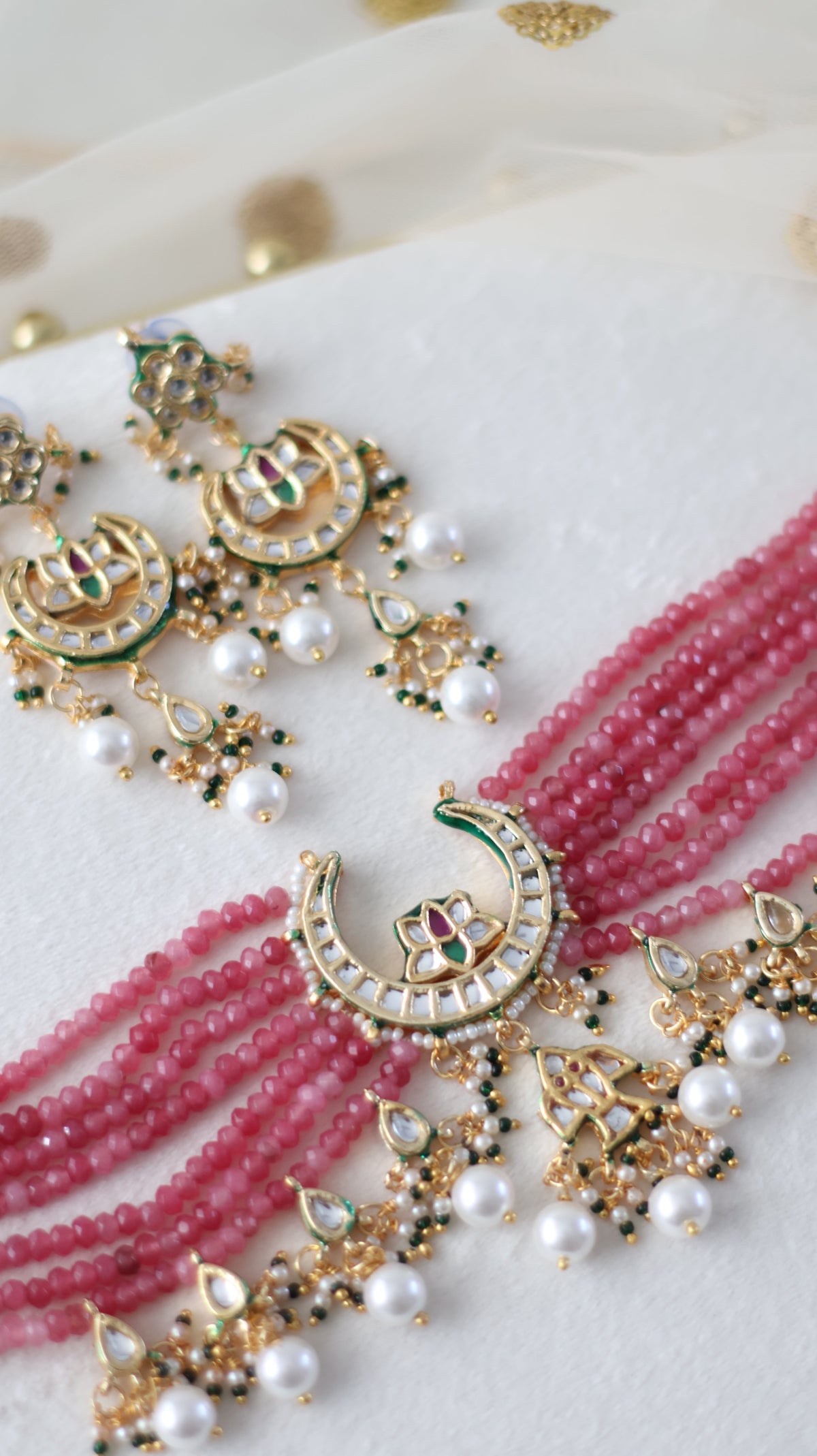 Jasleen necklace set - Pink