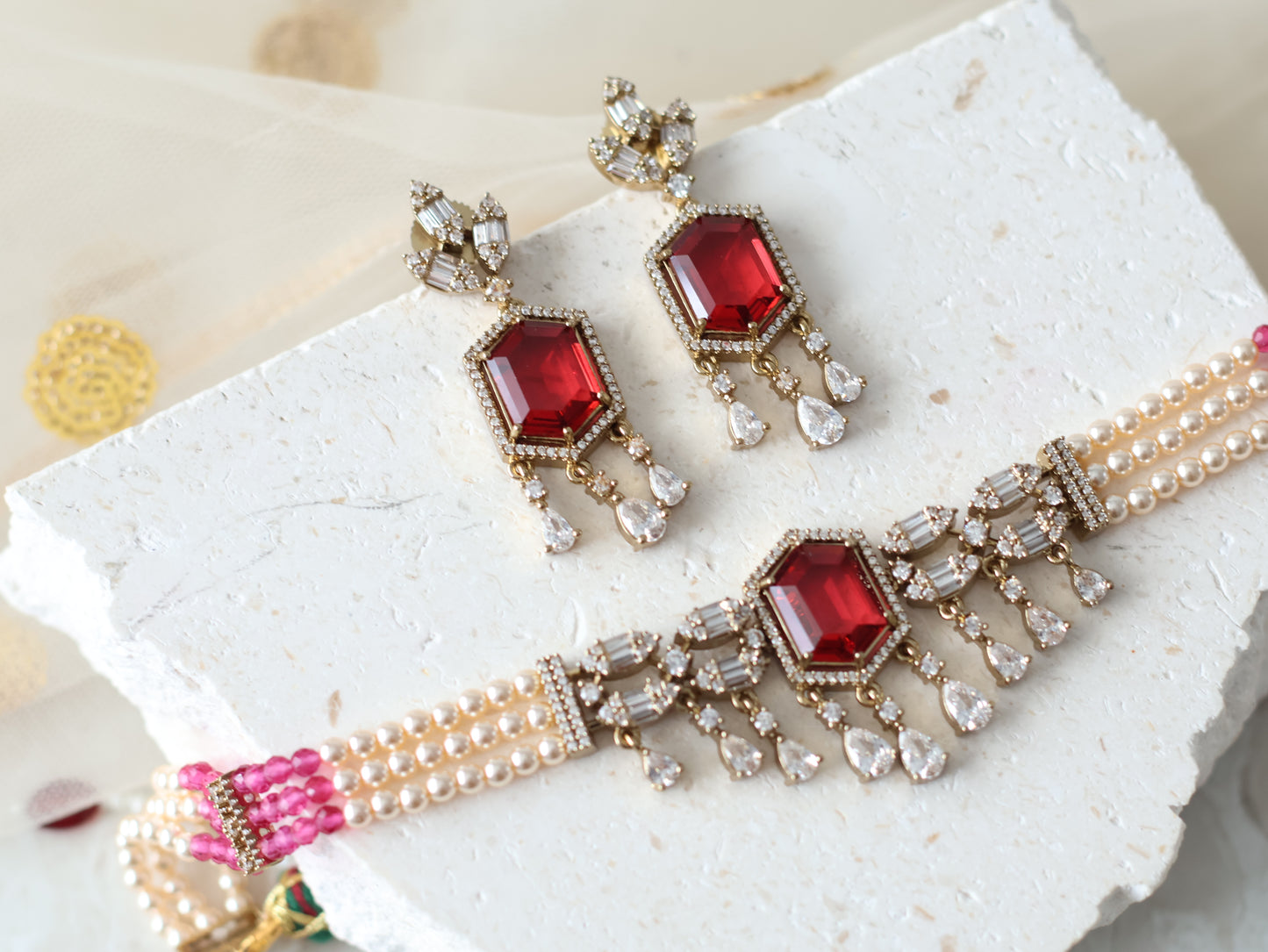 Zinni Necklace set - Ruby