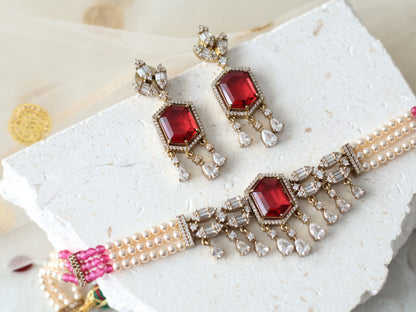 Zinni Necklace set - Ruby