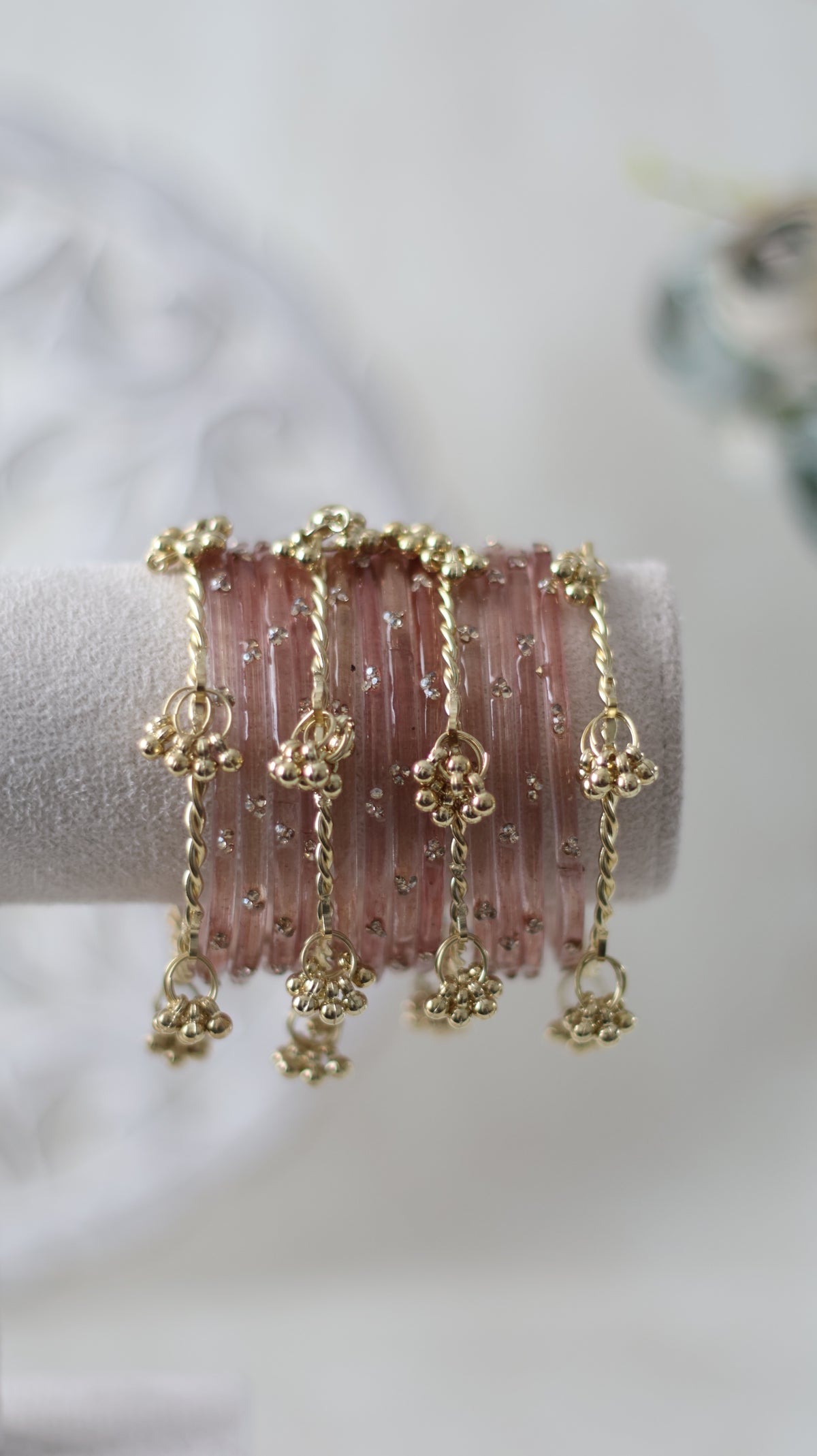 Rhinestone Kashmiri Bangles - Dusty Pink