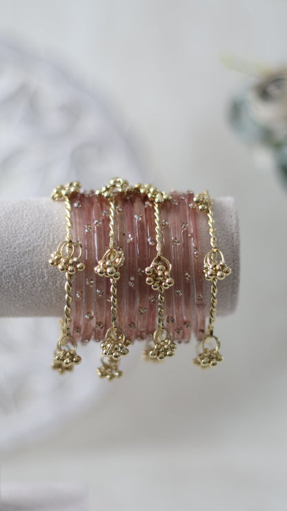 Rhinestone Kashmiri Bangles - Dusty Pink