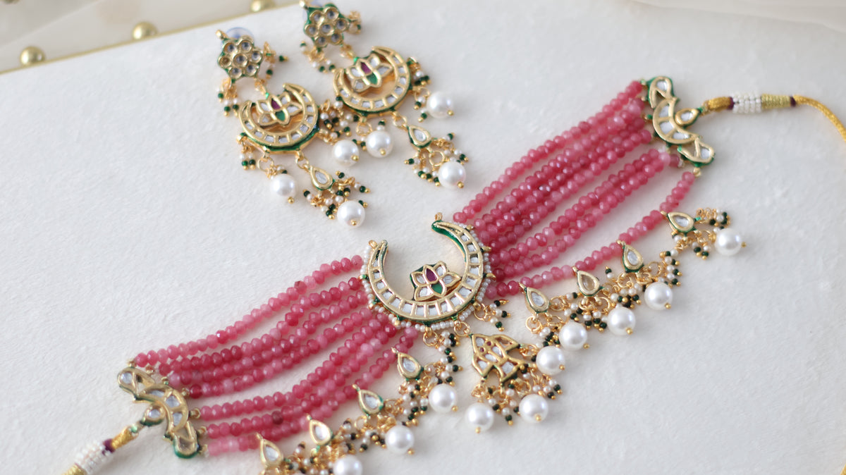 Jasleen necklace set - Pink