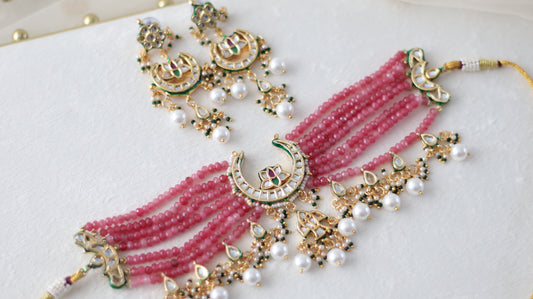 Jasleen necklace set - Pink